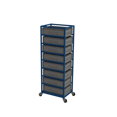 Wózek na skrzynki transportowe 600 x 400 x 170 – 8 skrzynki, jednorzędowy 