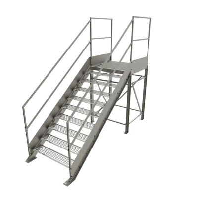 Schody przemysłowe stalowe ocynkowane z podestem 1500 mm – 9 stopni