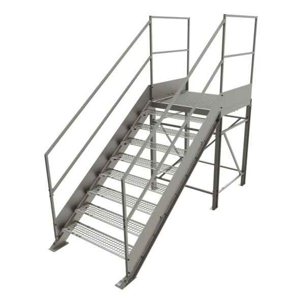Schody przemysłowe stalowe ocynkowane z podestem 1350 mm – 8 stopni