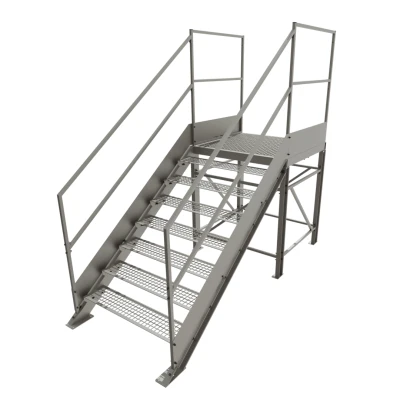 Schody przemysłowe stalowe ocynkowane z podestem 1200 mm – 7 stopni