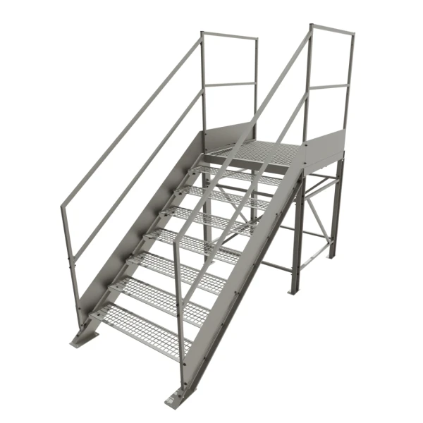 Schody przemysłowe stalowe ocynkowane z podestem 1200 mm – 7 stopni